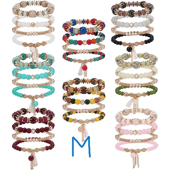 Groups of 8 Bohemian Bracelets for Women Stretch Multilayer Colorful Be… - Picture 3 of 12